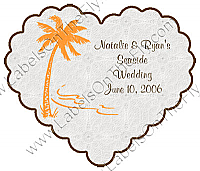 Tropic getaway Heart Wedding Labels