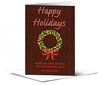 Christmas Red and Green Decorated Wreath Cards 5.50" x 7.875" w-envelope