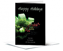 Christmas Green Ribbon and Mistletoe Cards  5.50" x 7.875"  w-envelope