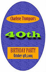 Oval Party Time Birthday Label