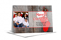 Christmas Candy Cane Stocking Custom Family Photo Card w-Envelope 7.875" x 5.50" family style