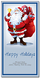 Christmas Designer Santa with Presents Card 4" x 8" w-Envelope