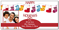 Happily Hanging Christmas Stockings Personalized Photo Card w-Envelope 8" x 4" family style