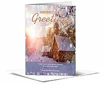 Christmas Sparkling Winter Cabin Cards  5.50" x 7.875"  w-envelope