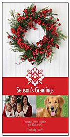 Red Christmas Berries Cards with multiple photo 4" x 8" w-envelope 