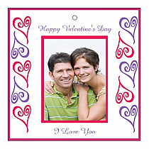 Hearts Photo Valentine Square Favor Tag 2x2