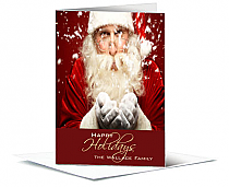 Santa Blowing Snowflakes Christmas Card  5.50" x 7.875"  w-Envelope