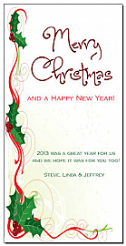 Christmas Holly Berry Border Cards  4" x 8" w-envelope