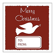 Square Red Dove Christmas To From Hang Tag