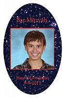 Theme Vertical Oval Bat Mitzvah Label