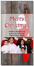 Christmas Candy Cane Stocking Custom Family Photo Card w-Envelope 4" x 8" family style