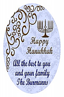 Hanukkah Traditional Oval Bar Mitzvah Favor Tag