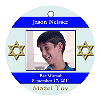 Stripe Star Circle Bat Mitzvah Favor Tag