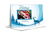 Christmas Blue Abstract Reindeer with Landscape Cards with photo 7.875" x 5.50" w-envelope