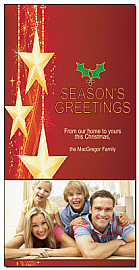 Christmas Card w-Envelope 4" x 8" Star From Home to Home Family style