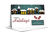 Christmas Snowy Winter Village Cards 7.875" x 5.50" w-envelope