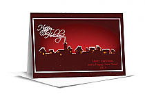 Red Abstract Christmas Village Cards  7.875" x 5.50" w-envelope 