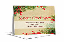 Christmas Seasons Greetings Holiday Mistletoe Cards 7.875" x 5.50"  w-envelope