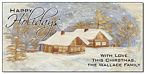 Christmas Brush Stroked Holiday Cabin Cards  8" x 4" w-envelope