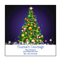 Decorated Christmas Tree Small Square Label