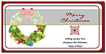 Christmas Wreath with Large Bow Cards  8" x 4" w-envelope