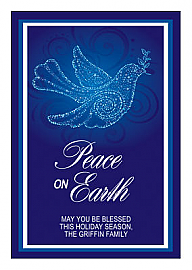 Vertical Rectangle Peace Dove Christmas Labels