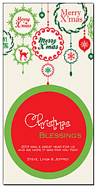 Christmas Blessings Festive Ornaments Card 4" x 8" w-Envelope