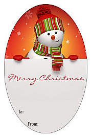 Vertical Oval Snowman Top To From Christmas Hang Tag