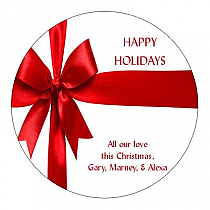 Circle  Large Present Ribbon Christmas Labels