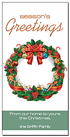 Christmas Decorative Holiday Wreath Cards 4" x 8" w-envelope