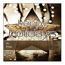 Square Gold Star Christmas To From Hang Tag