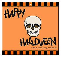 Striped Border Halloween Big Square Favor Tag 3.5x3.25