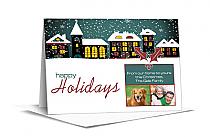 Christmas Snowy Winter Village Cards with photo  7.875" x 5.50" w-envelope