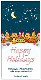 Happy Holidays Christmas Village Cards  4" x 8" w-envelope