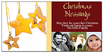 Christmas Card w-Envelope 8" x 4" Star Christmas Blessing Family style