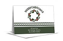 Holly Christmas Wreath Cards  7.875" x 5.50" w-envelope