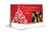 Red and White Curly Christmas Tree with Personalized Photo w-Envelope 7.875" x 5.50" family style