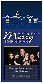 Nighttime Christmas Village Cards with photo  4" x 8" w-envelope