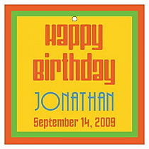 Hippie Square Birthday Favor Tag