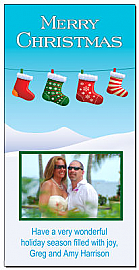 Christmas Stockings Hanging Outside Photo Christmas Card w-Envelope 4" x 8" family style