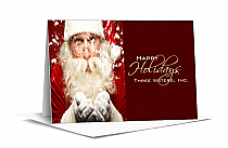 Santa Blowing Snowflakes Christmas Card 7.875" x 5.50" with Envelope business style