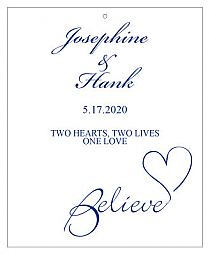 Believe Swirly Vertical Big Rectangle Wedding Hang Tag