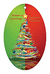 Two Tone Christmas Tree Vertical Oval Hang Tag