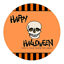 Striped Border Halloween Circle Labels 2x2