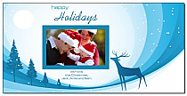 Christmas Holiday Santa and Sleigh Traveling Across the Moon Cards with photo 8" x 4" w-envelope