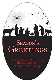 Vertical Oval Rectangle Scene Nativity Christmas Labels