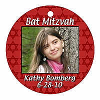 Mazel Tov Circle Bat Mitzvah Favor Tag