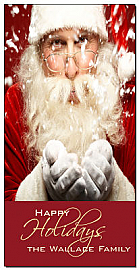 Santa Blowing Snowflakes Christmas Card 4" x 8" w-Envelope 