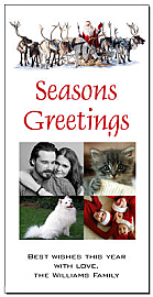 Corner Christmas Rudolph and His Reindeer Cards with multiple photo 4" x 8" w-envelope