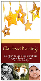 Christmas Card w-Envelope 4" x 8" Star Christmas Blessing Family style